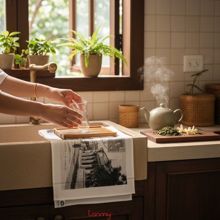 Tea towel - Ha Noi Dap Cau